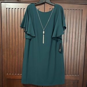 AGB Teal Midi Dress with Flutter Sleeves